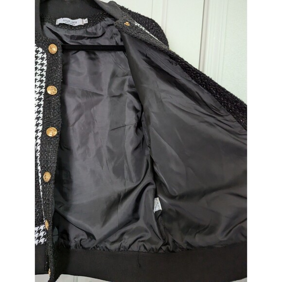 Wiwal Orna Dress Jacket Womens Small Tweed Metallic Black White Houndstooth - Picture 8 of 10